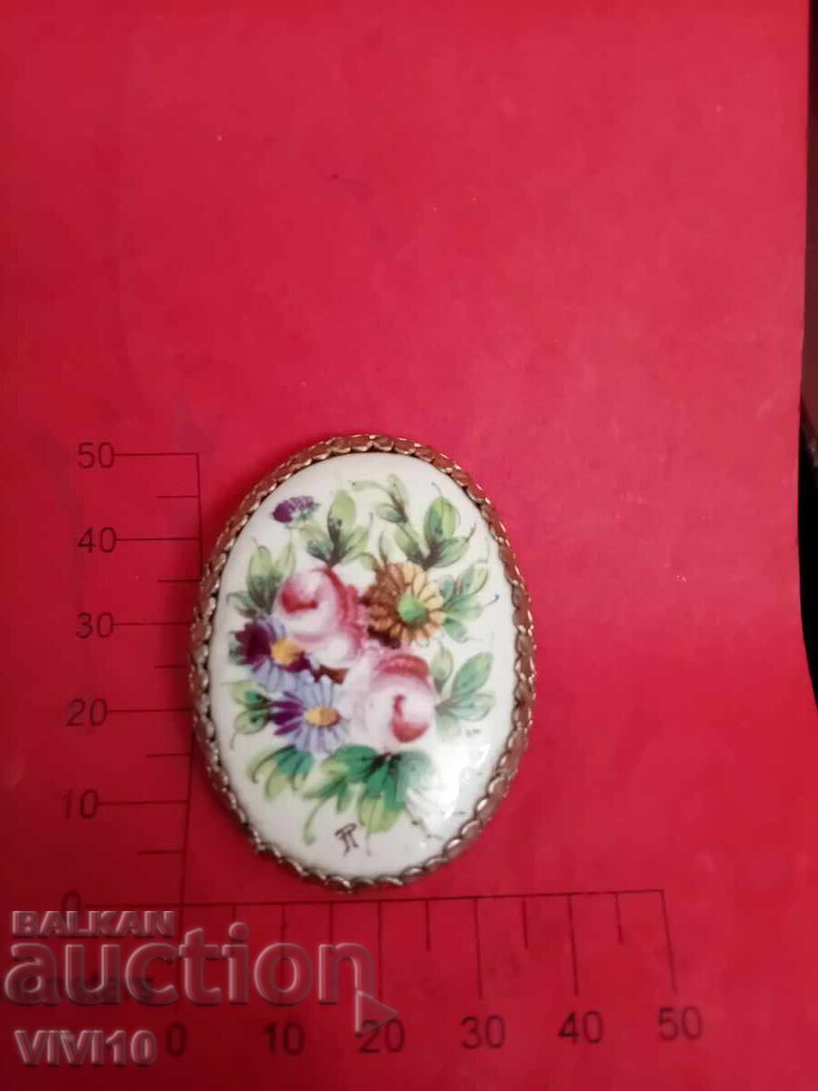 Antique porcelain brooch