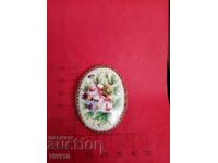 Antique porcelain brooch