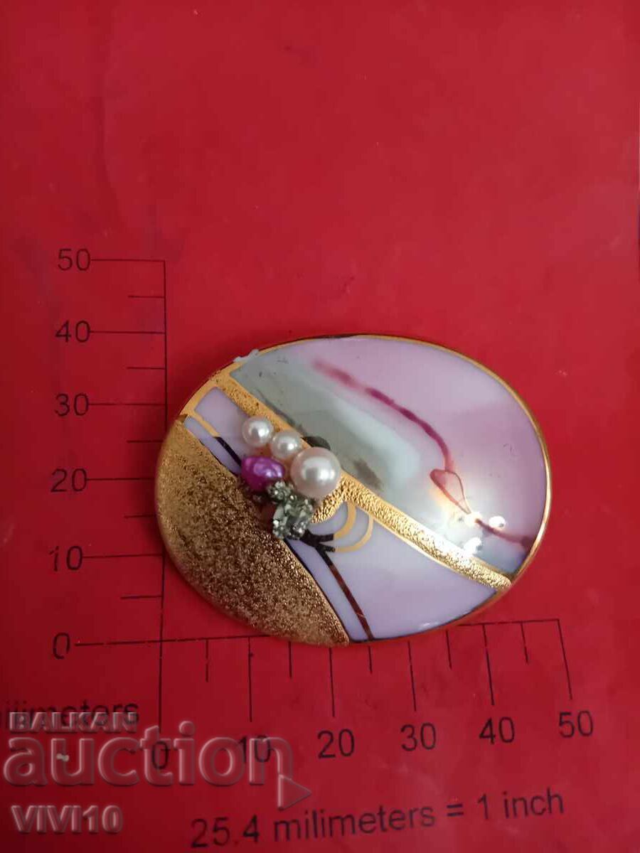 Antique author's brooch, porcelain