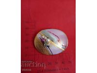 Antique author's brooch, porcelain