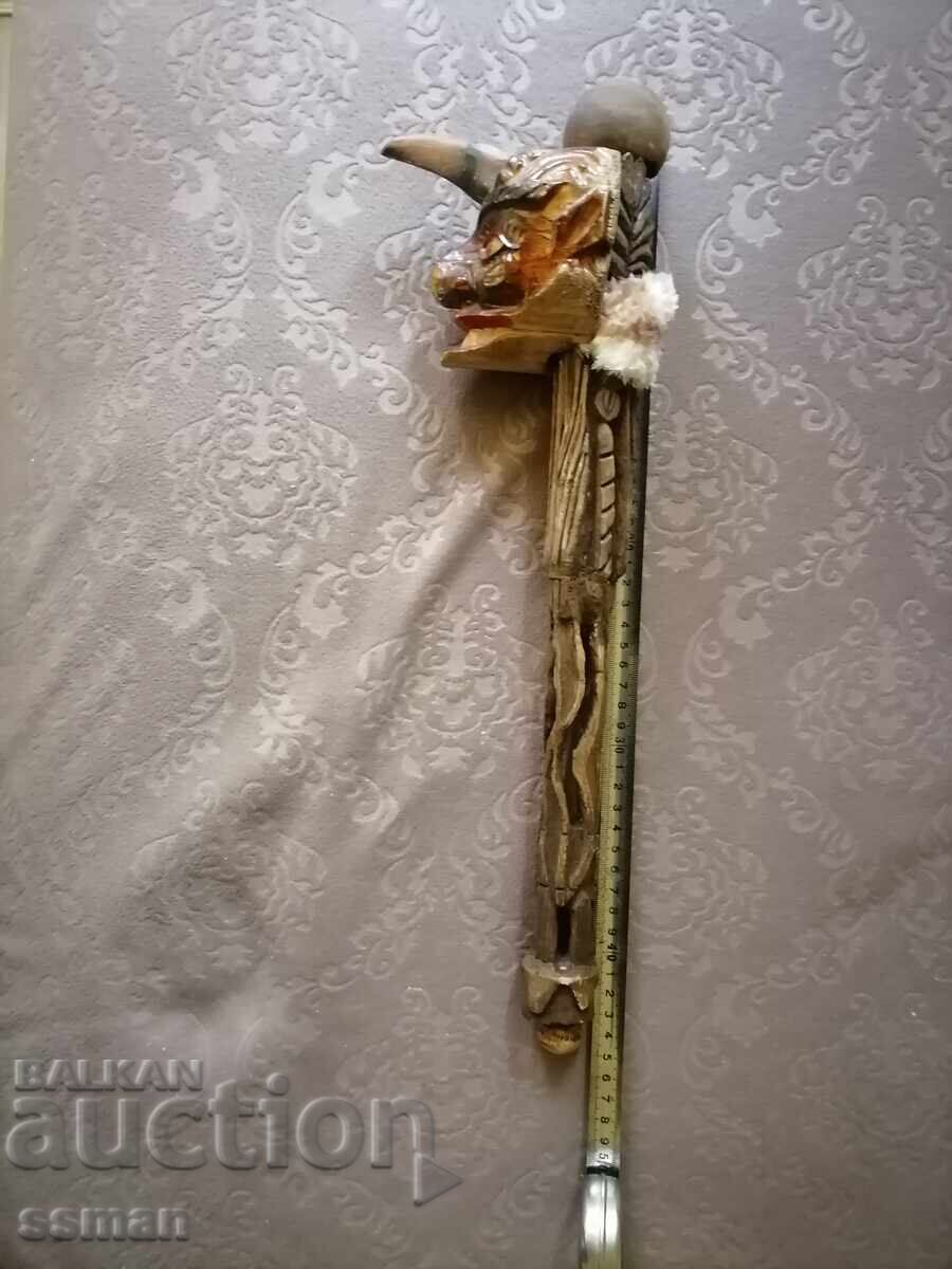Shamanic staff walking stick head of evil spirit magic Shamanic staff walking stick head of evil spirit magic