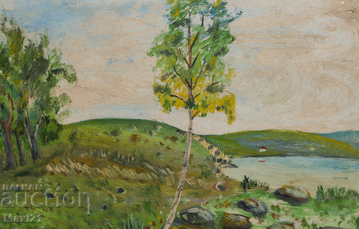 Oil painting, genre landscape, rural idyll, signed 1981 - 7