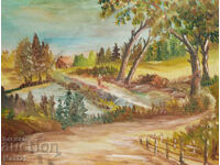 Pictură în ulei peisaj de toamnă