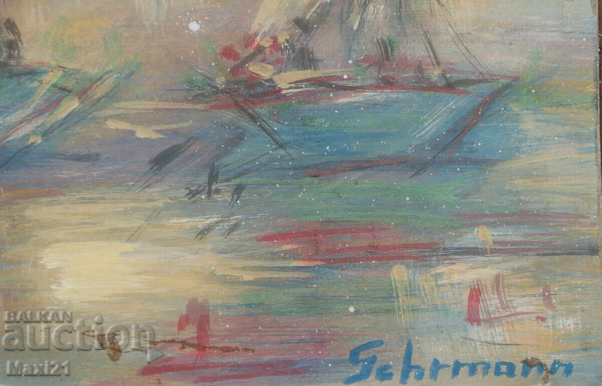 Oil painting, cityscape with boats - 6