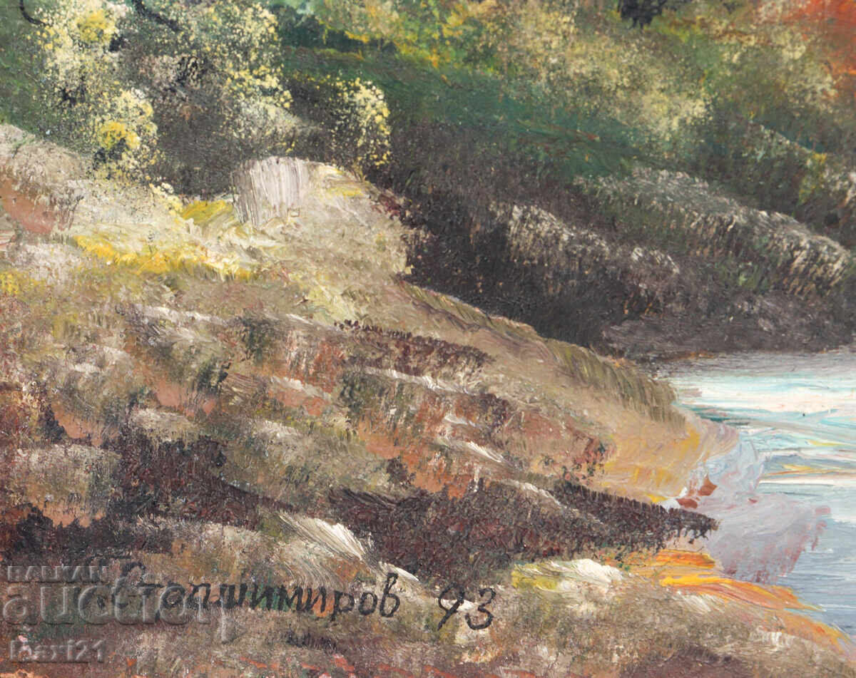 Маслена картина речен пейзаж, красива природа - 6