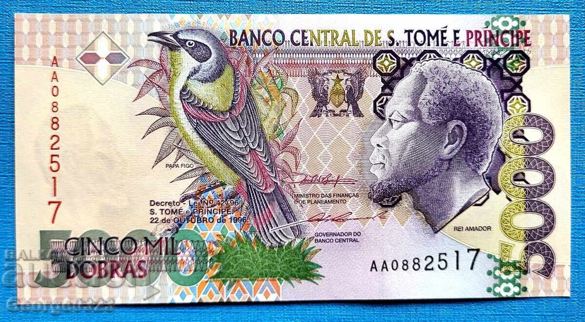 Σάο Τομέ και Πρίνσιπε 1996 5000 ντόμπρα UNC Νέα