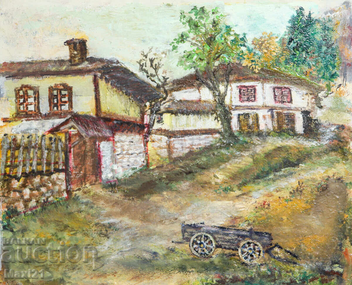 Δημοπρασία Ελαιογραφία, σκηνή της υπαίθρου, αγροικίες