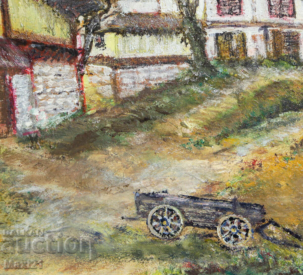 Ελαιογραφία, σκηνή της υπαίθρου, αγροικίες - 6