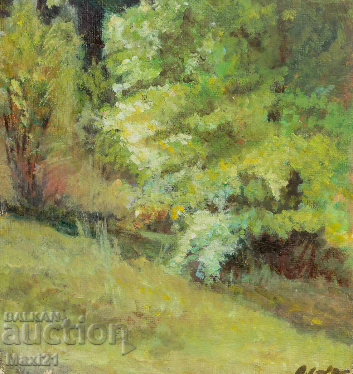 Oil painting, forest landscape, signed 1995 - 5