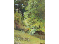 Tablou în ulei peisaj de pădure, semnat 1995