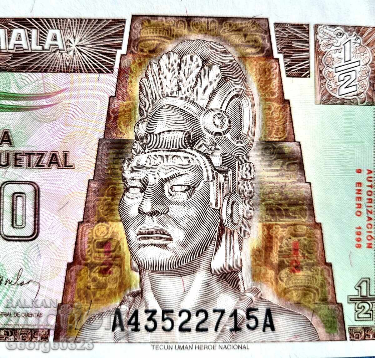 Licitație Guatemala 1998 1/2 quetzal UNC Nouă