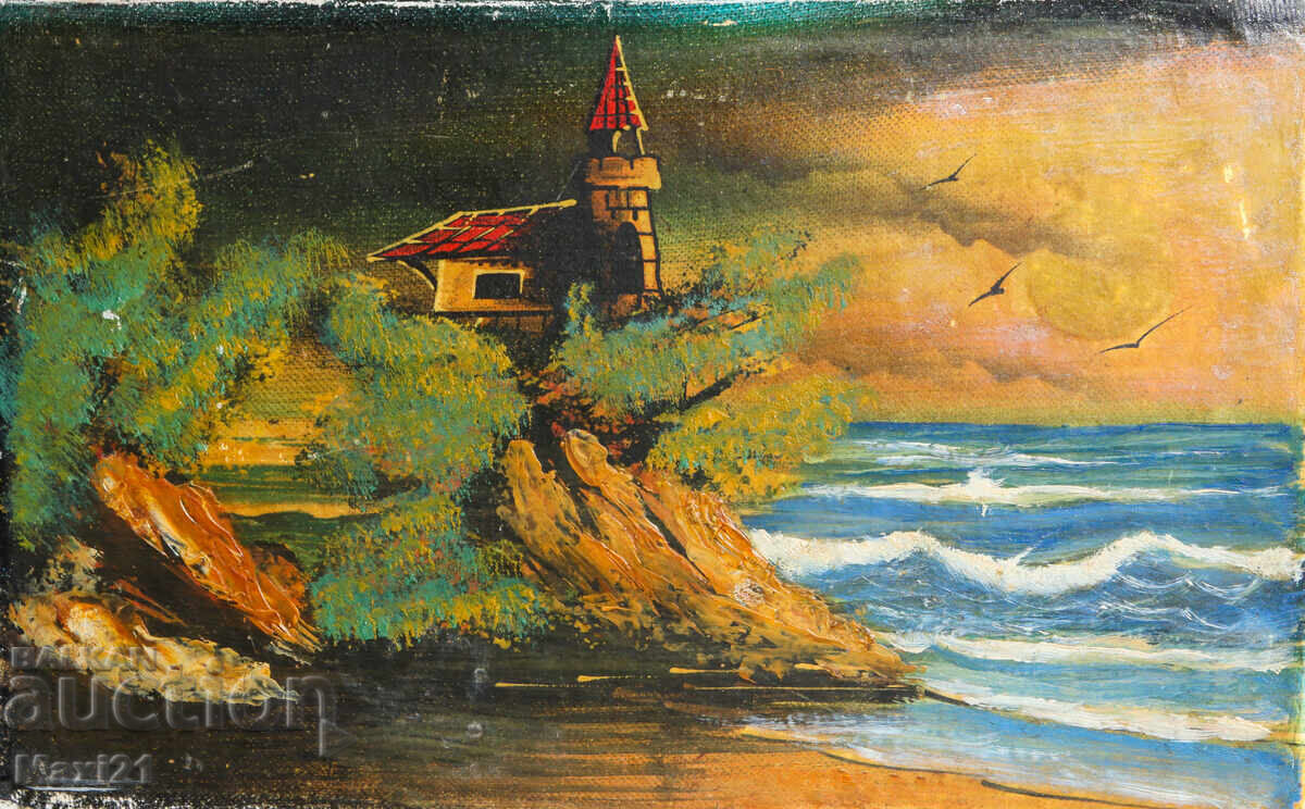Oil painting landscape, seaside