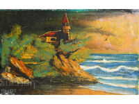 Tablou în ulei, peisaj, țărm de mare