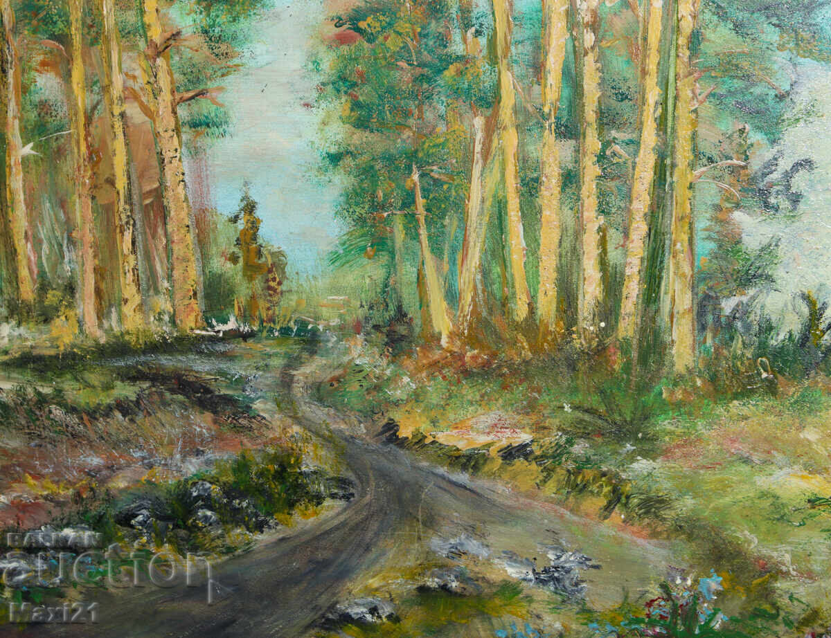 Painting landscape mountain path oil paints - 5