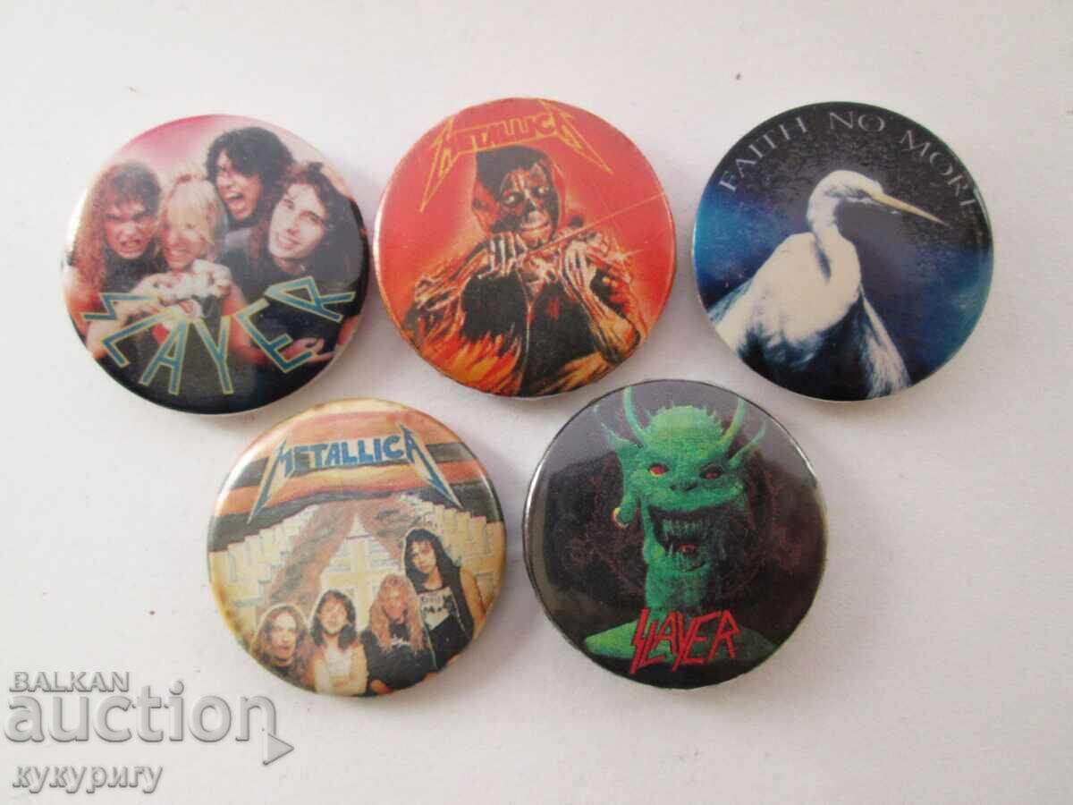 Lot of old heavy metal badges, caps Metallica and Slayer - 5