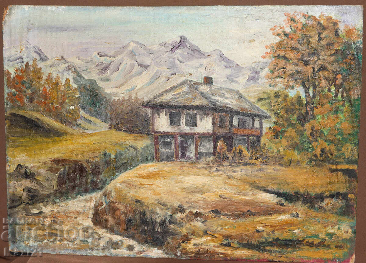 Oil painting natural landscape, house in the mountains with price 250.00 BGN | € 127.82 Oil painting natural landscape, house in the mountains with price 250.00 BGN | € 127.82