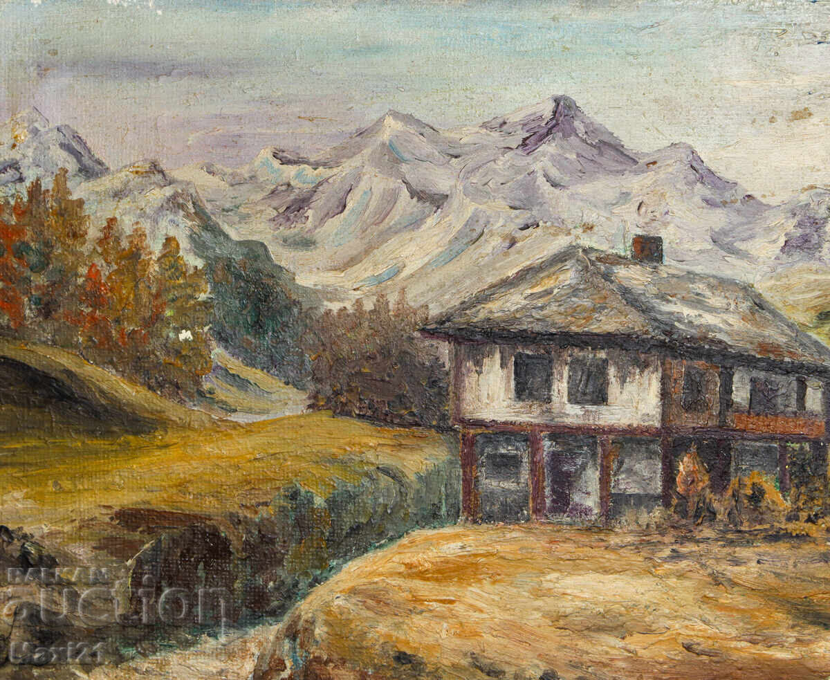 Delivery of Oil painting natural landscape, house in the mountains Delivery of Oil painting natural landscape, house in the mountains