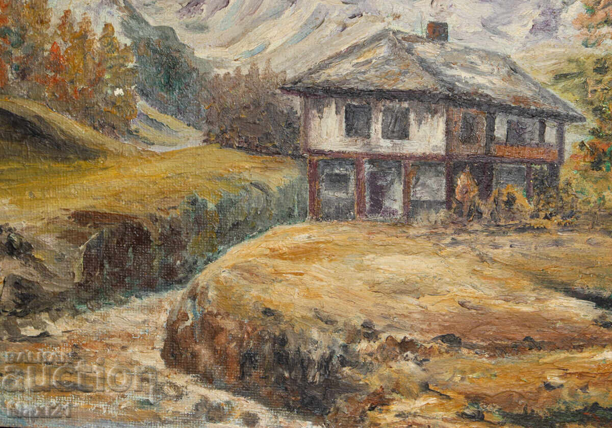 Oil painting natural landscape, house in the mountains - 5 Oil painting natural landscape, house in the mountains - 5