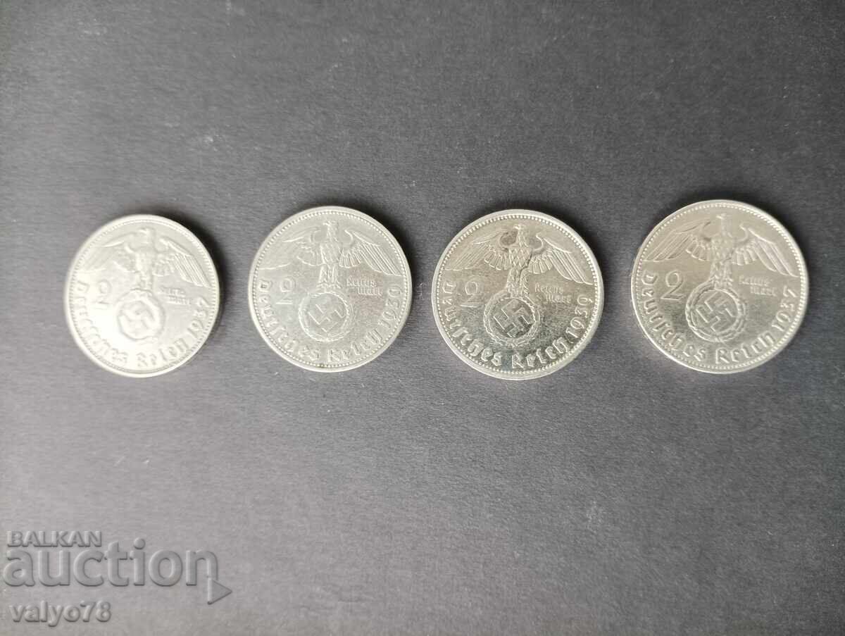 2 Reichsmarks, Silver Coins Germany, Third Reich with price 80.00 BGN | € 40.90 2 Reichsmarks, Silver Coins Germany, Third Reich with price 80.00 BGN | € 40.90