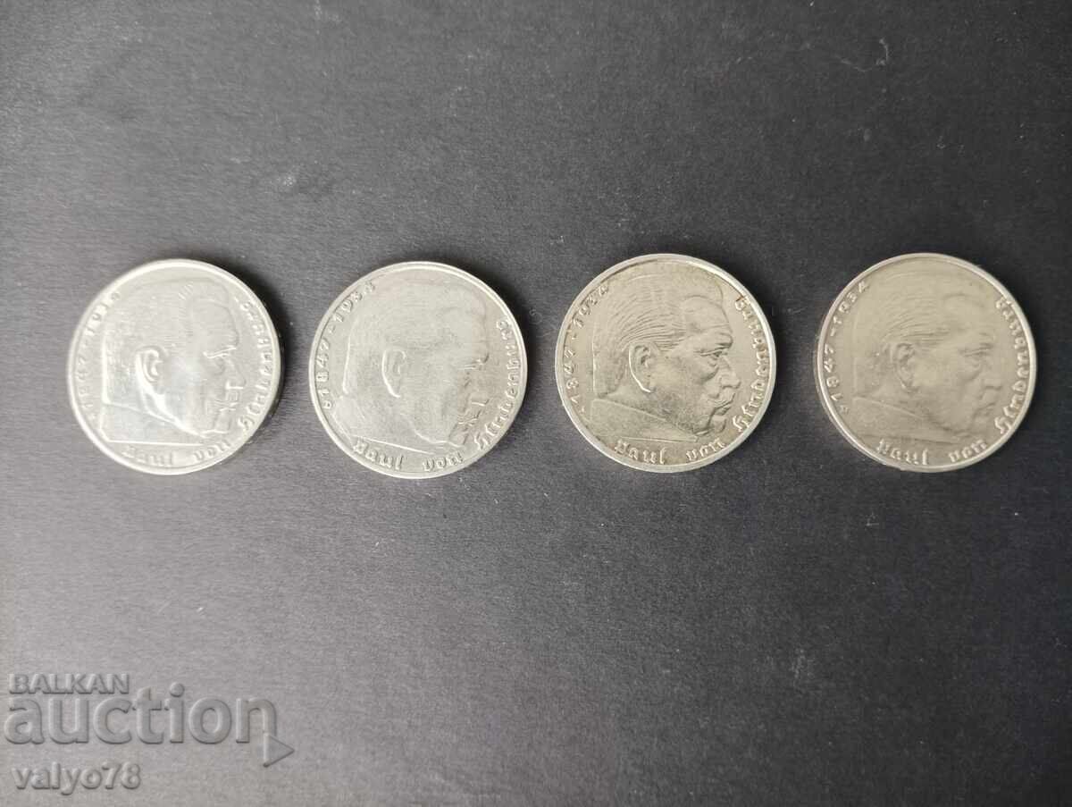 2 Reichsmarks, Silver Coins Germany, Third Reich 2 Reichsmarks, Silver Coins Germany, Third Reich