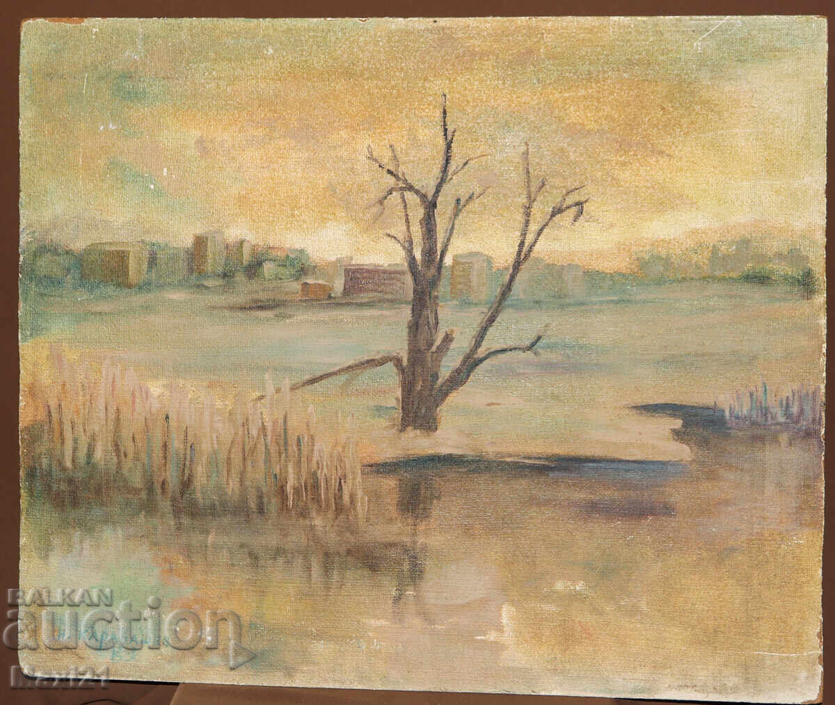 Oil painting city landscape nature signed 83y with price 300.00 BGN | € 153.39
