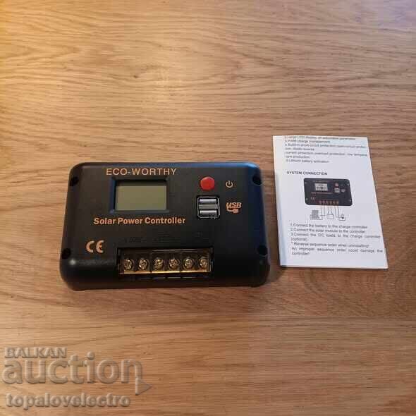 Доставка на 30A соларен контролер с LCD дисплей и USB портове – 12V/24V