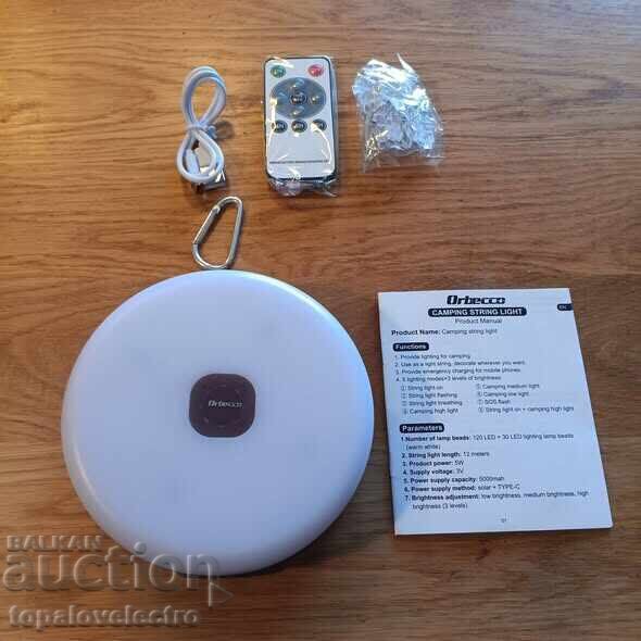 Доставка на Соларни къмпинг лампички, 2м, 2-в-1, фенер и гирлянд