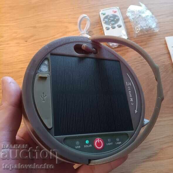 Соларни къмпинг лампички, 2м, 2-в-1, фенер и гирлянд - 5