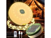 Lămpi de camping solare, 2m, 2-în-1, felinar și ghirlandă