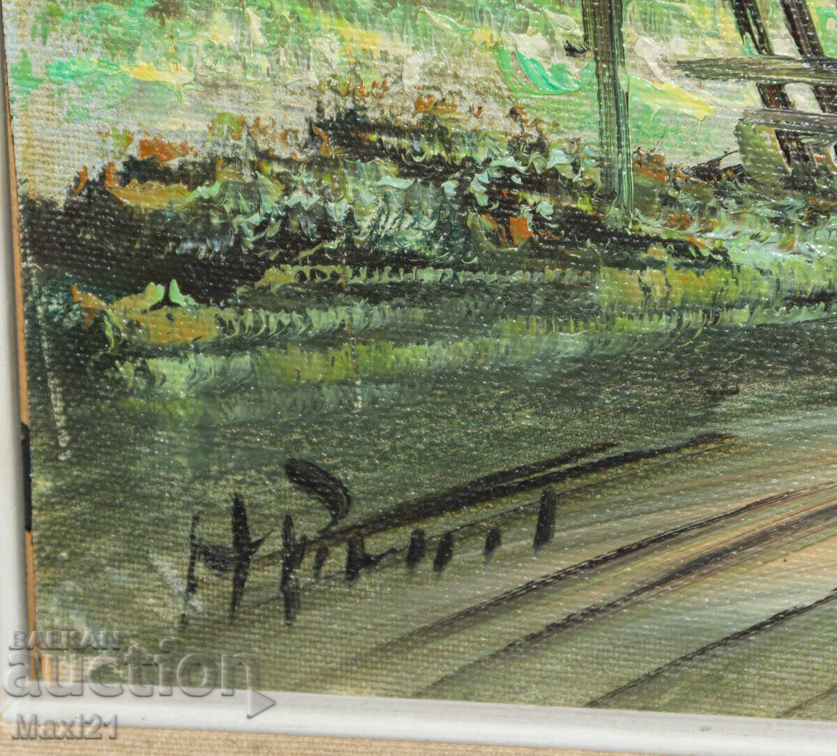 Ελαιογραφία τοπίο υπογεγραμμένο πλαισιωμένο - 6