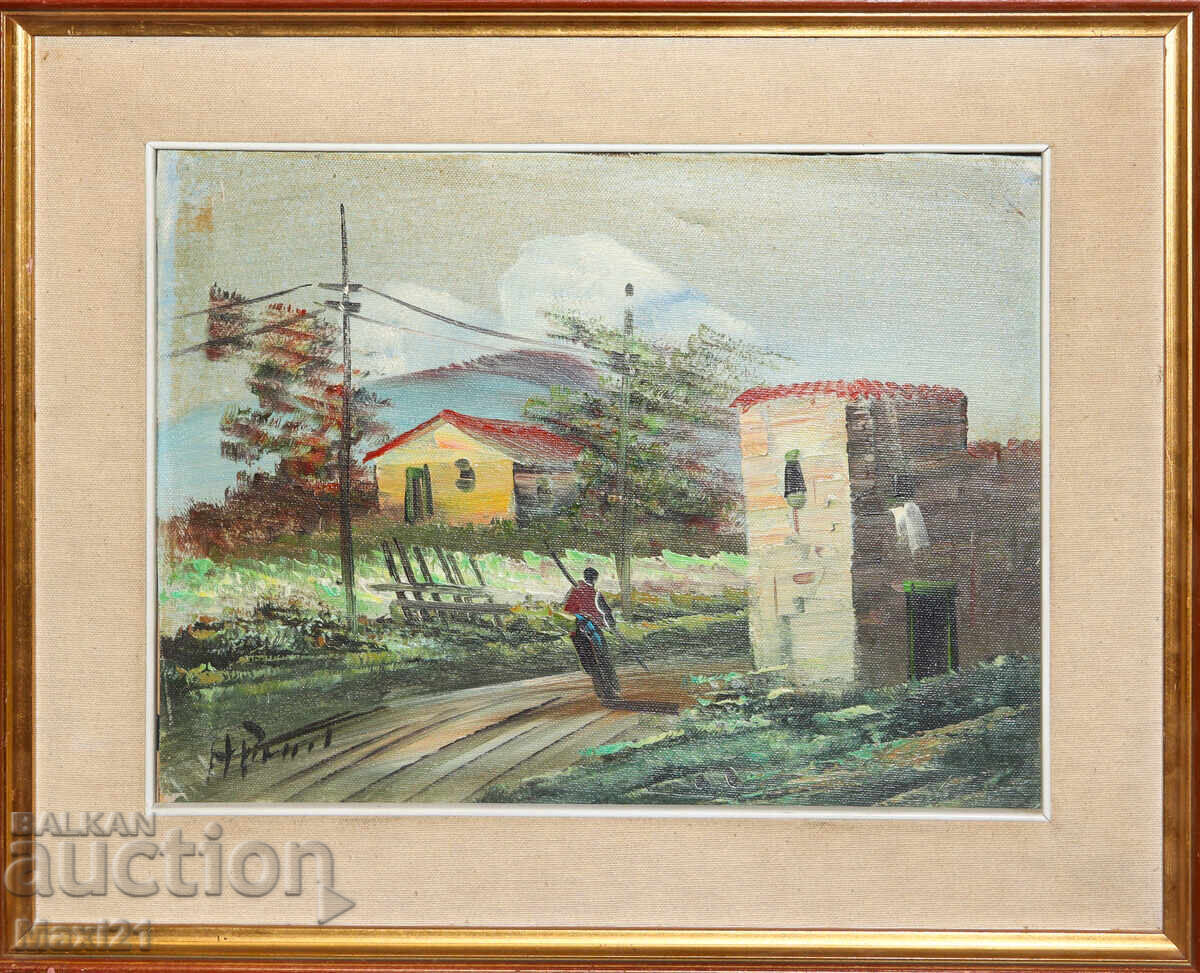 Ελαιογραφία τοπίο υπογεγραμμένο πλαισιωμένο