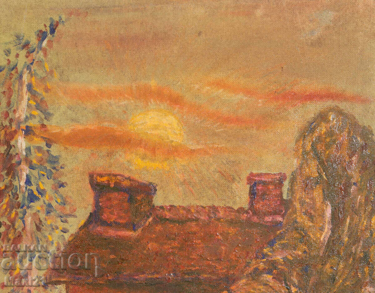 Παράδοση Ελαιογραφία αστικού τοπίου φθινόπωρο