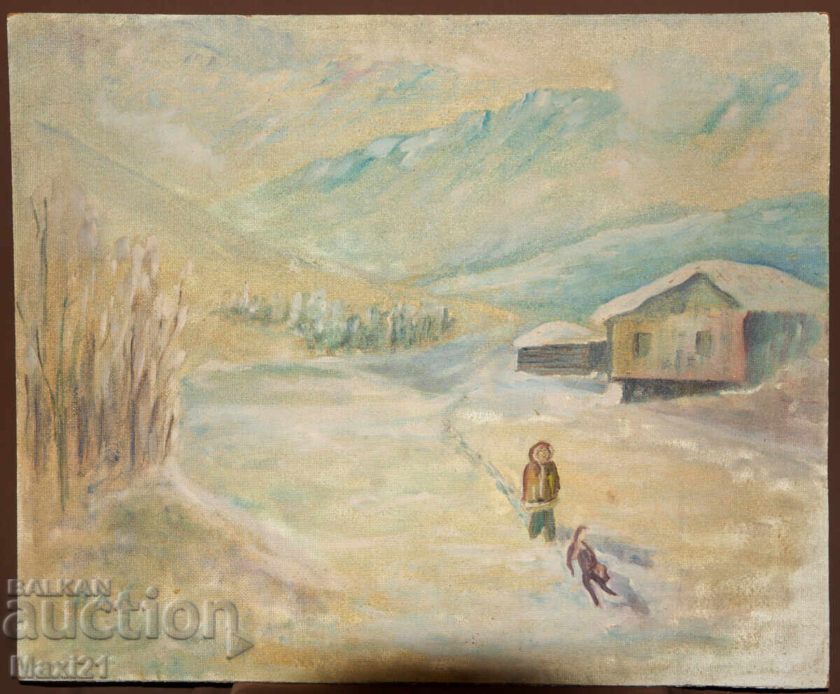 Oil painting winter landscape with price 300.00 BGN | € 153.39