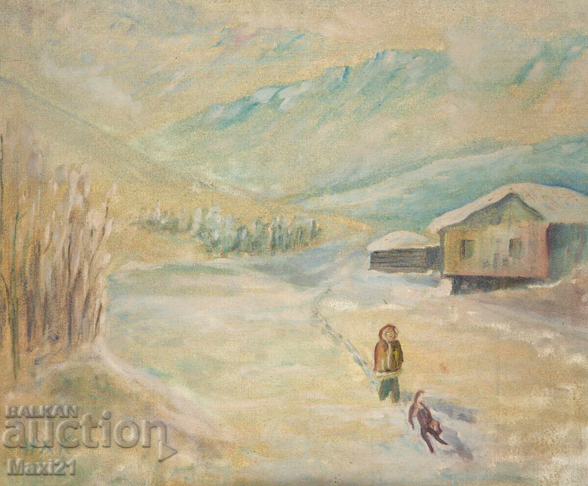Auction  Oil painting winter landscape