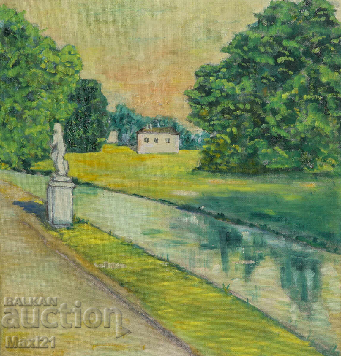 Auction Oil painting landscape beautiful park Auction Oil painting landscape beautiful park