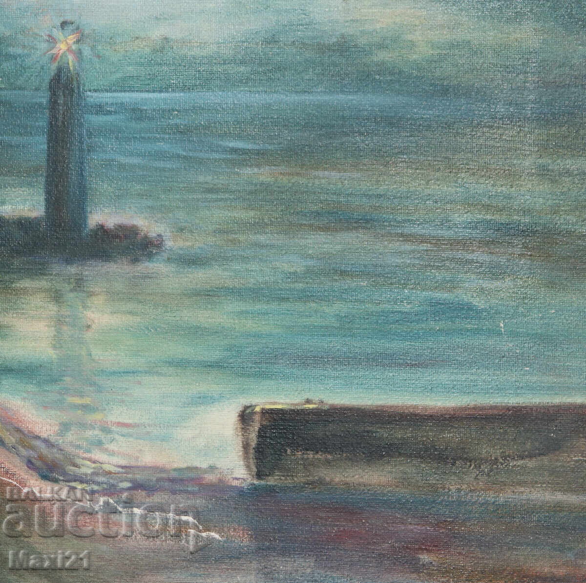 Oil painting landscape seascape lighthouse - 5