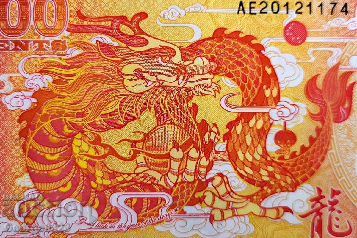 Fidzhi 2023 100 tsenti UNC Nouă Polimer Dragon - 5