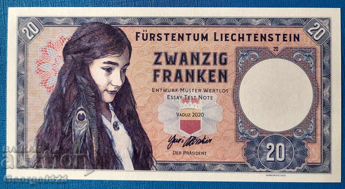 Liechtenstein 2020 20 franci UNC Emisie Privată Nouă Liechtenstein 2020 20 franci UNC Emisie Privată Nouă