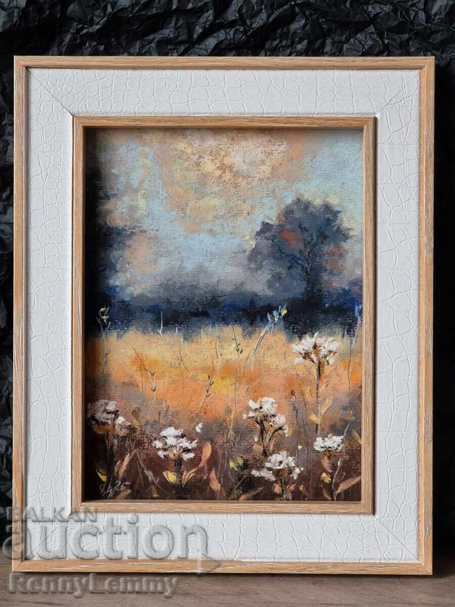 Melancholy with white flowers, original painting, pastel Melancholy with white flowers, original painting, pastel