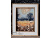 Melancholy with white flowers, original painting, pastel