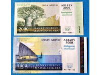 Madagaskar 2 broya set 2008 2000 5000 ariari UNC Noi