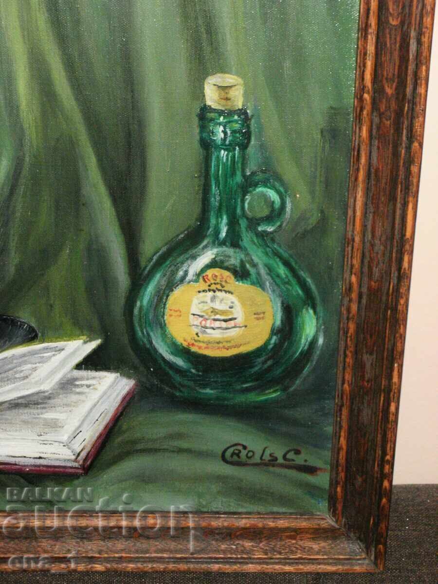 Натюрморт рисуван с маслени бои върху платно в рамка - 5