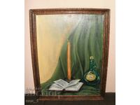 Still life painted with oil paints on canvas, framed