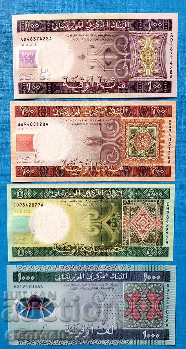 Mauritania 4 bucăți set 100 200 500 1000 ouguiya UNC Noi 2013
