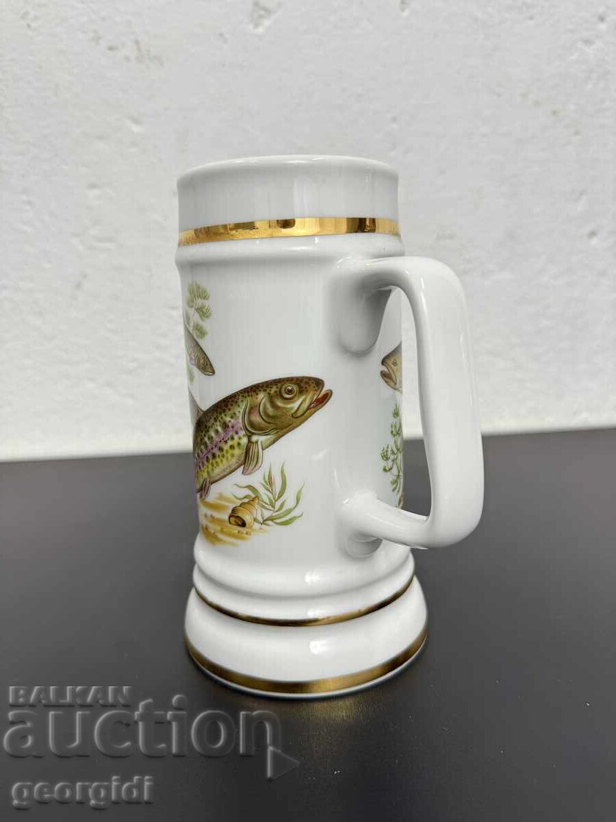 Κεραμική κούπα με ψαράδικα μοτίβα / πέστροφα. №7591 με τιμή 60.00 BGN | € 30.68