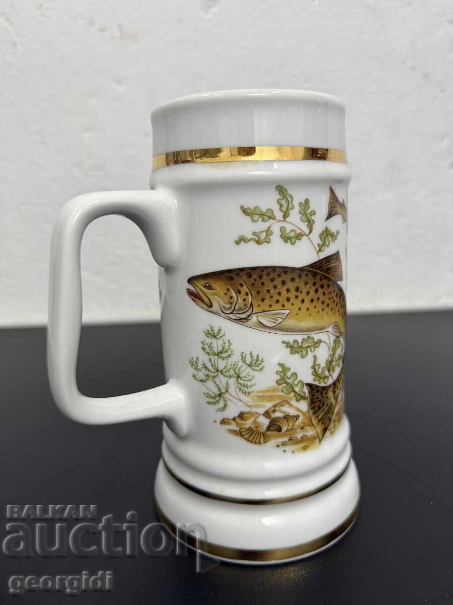 Δημοπρασία Κεραμική κούπα με ψαράδικα μοτίβα / πέστροφα. №7591