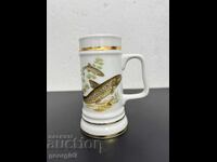 Κεραμική κούπα με ψαράδικα μοτίβα / πέστροφα. №7591