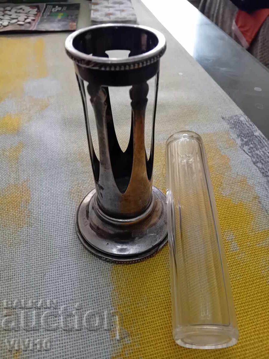 Delivery of Antique crystal vase with silver-plated holder