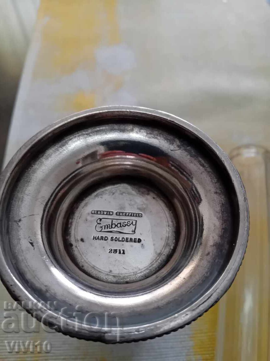 Vază veche de cristal cu suport argintat - 5
