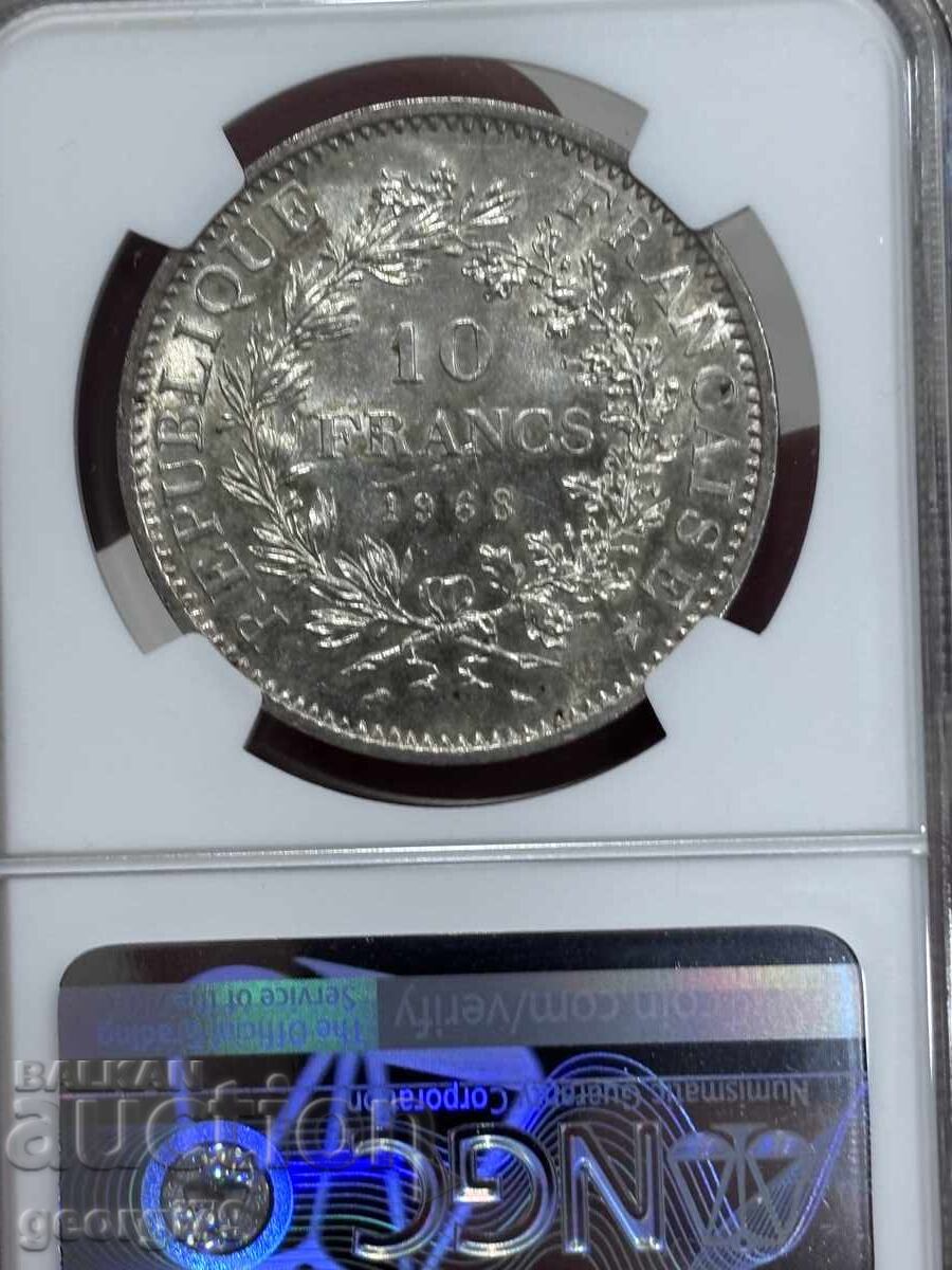 Παράδοση 10 φράγκα 1968 NGC MS 62 Ηρακλής Παράδοση 10 φράγκα 1968 NGC MS 62 Ηρακλής